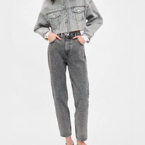 Zara High Rise Light Gray Jeans